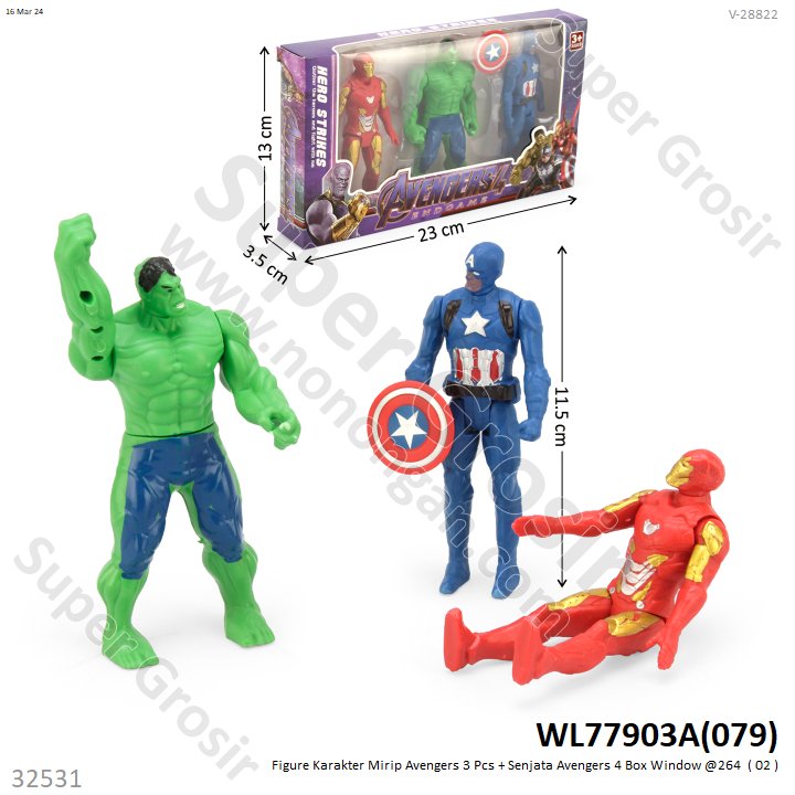 Action Figure Avengers Set 3 Pcs Senjata Avengers 4 Box Window @264