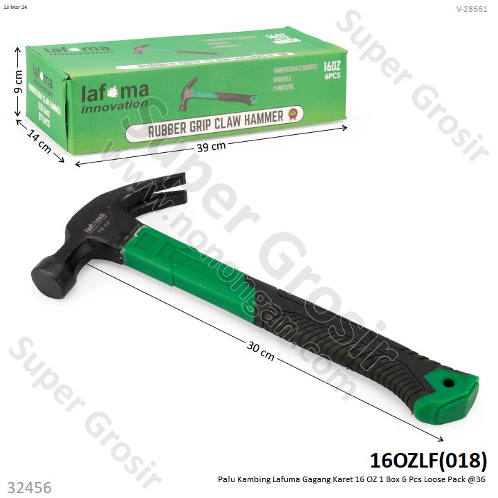 Palu Kambing Lafuma Gagang Karet 16 OZ 1 Box 6 Pcs Loose Pack @36