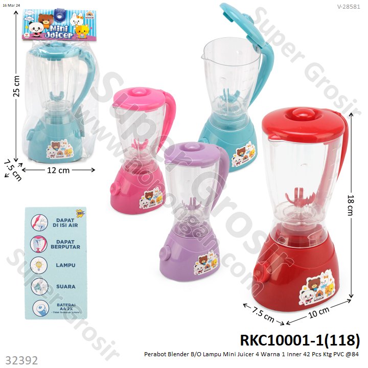 Cooking Set Blender B/O Lampu Mini Juicer 4 Warna 1 Inner 42 Pcs Ktg PVC @84