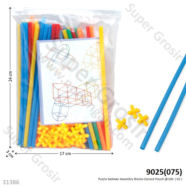 Puzzle Block Sedotan Isi 100 Pc Assembly Blocks Ziplock Pouch @100