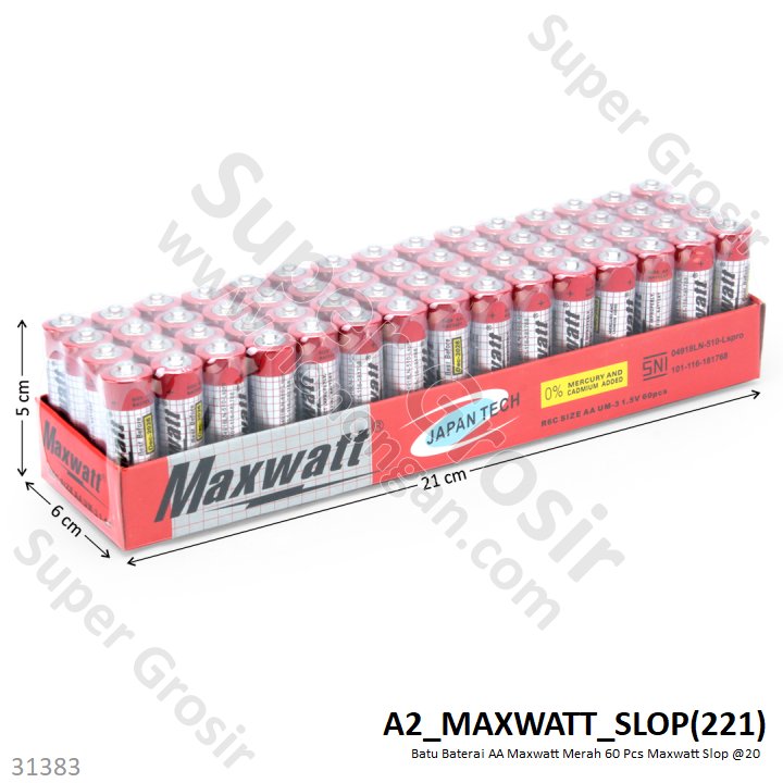 Batu Baterai AA Merah 60 Pcs Maxwatt Slop @20