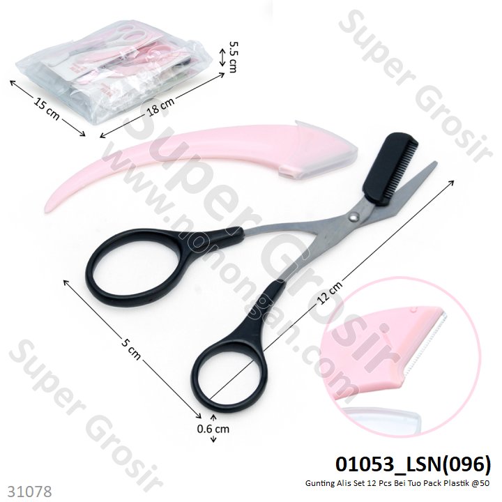 Gunting Alis Set 12 Pcs Bei Tuo Pack Plastik @50