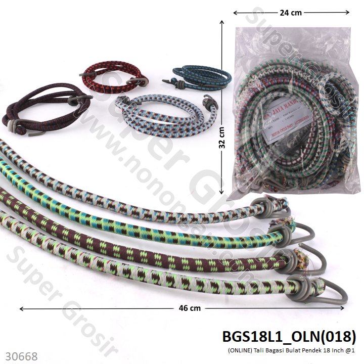 Tali Bagasi Bulat Pendek 18 Inch QB-BGS18 1 Pack 12 Pcs Loose Pack @720