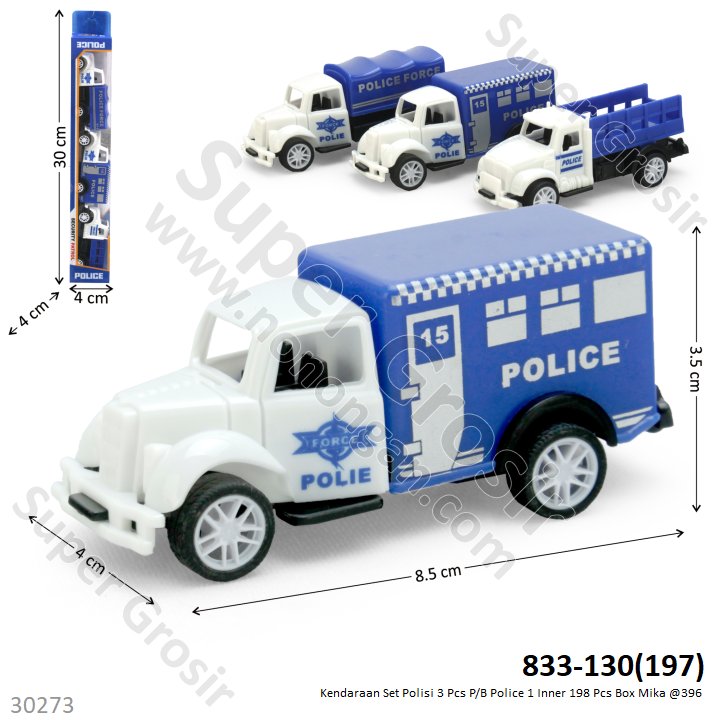 Truk Polisi 3 Pcs P/B Police 1 Inner 198 Pcs Box Mika @396