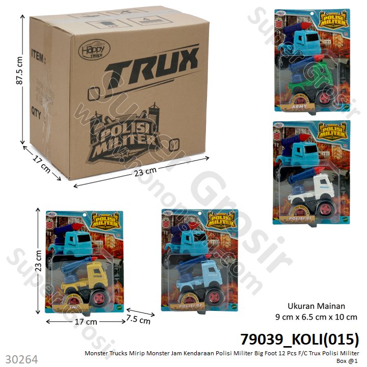 Monster Trucks Monster Jam Kendaraan Polisi Militer Big Foot 12 Pcs F/C Trux Polisi Militer Box @1