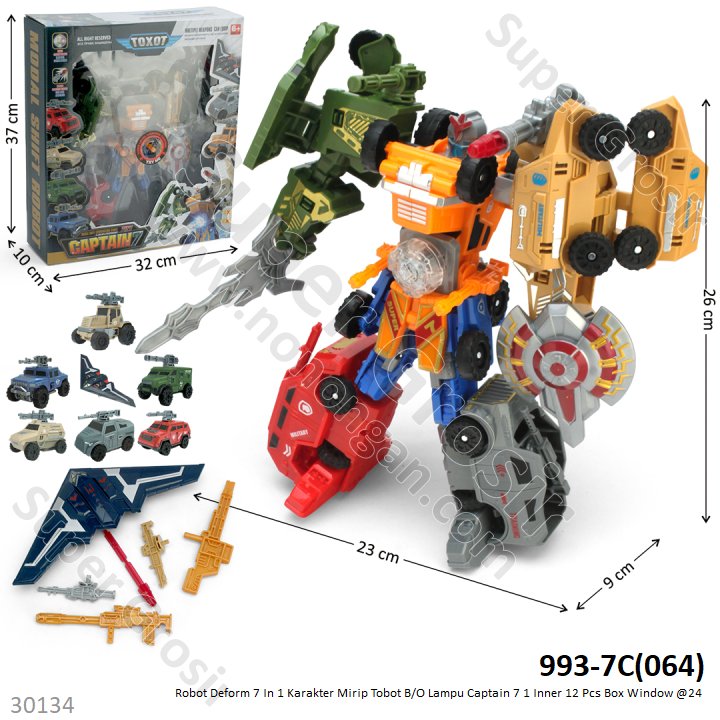 Robot Deform Tobot Captain 7 B/O Lampu 1 Inner 12 Pcs Box Window @24