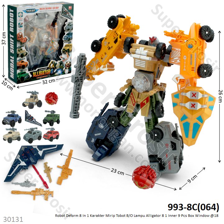 Robot Deform Tobot 8 In 1 B/O Lampu Armor Alligator 8 1 Inner 9 Pcs Box Window @18