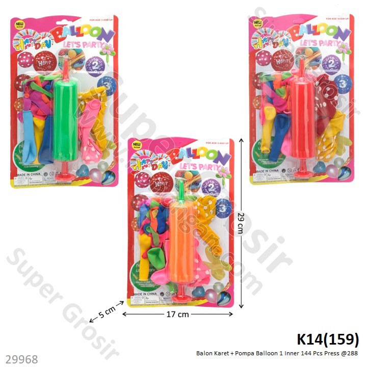 Balon Karet Set Pompa Balon 1 Inner 144 Pcs Press @288