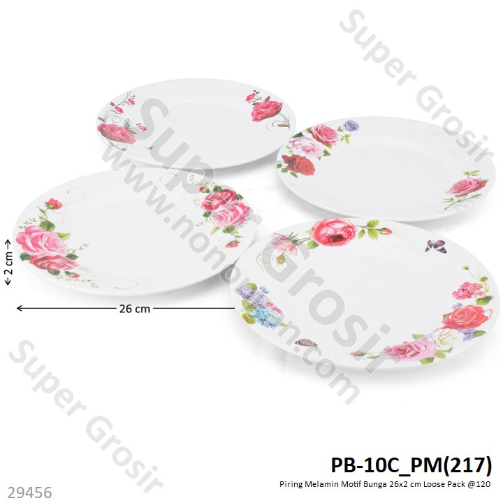 Piring Melamin Motif Bunga 26x2 cm Loose Pack @120