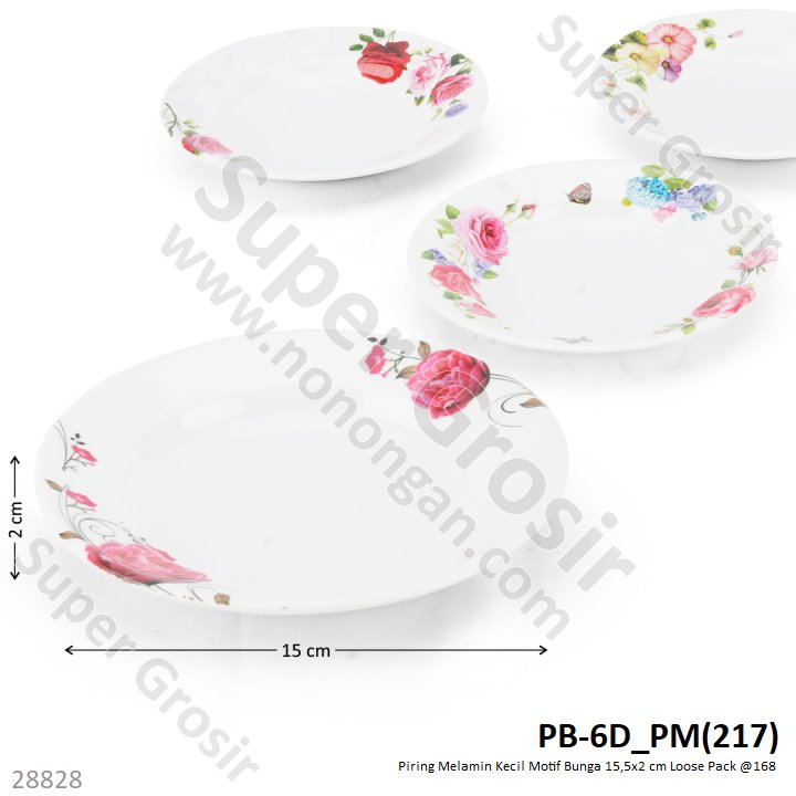Piring Melamin Motif Bunga Kecil 15,5x2 cm Loose Pack @168