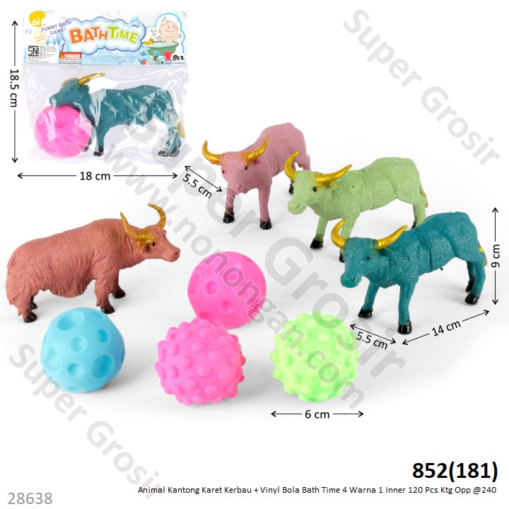 Vinyl Kerbau Set Bola Karet Bath Time 1 Inner 120 Pcs Ktg Opp @240