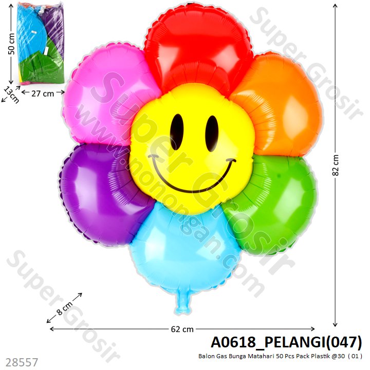 Balon Gas Bunga Matahari 50 Pcs Pack Plastik @0