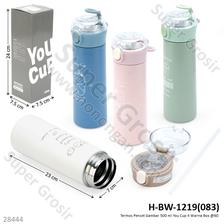 Termos Pencet Gambar 500 ml You Cup 4 Warna Box @60