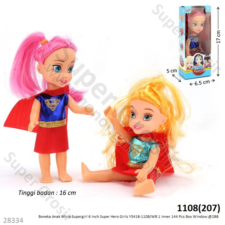 Boneka Barbie Anak Supergirl 6 Inch Super Hero Girls Y3418-1108/WB 1 Inner 144 Pcs Box Window @288