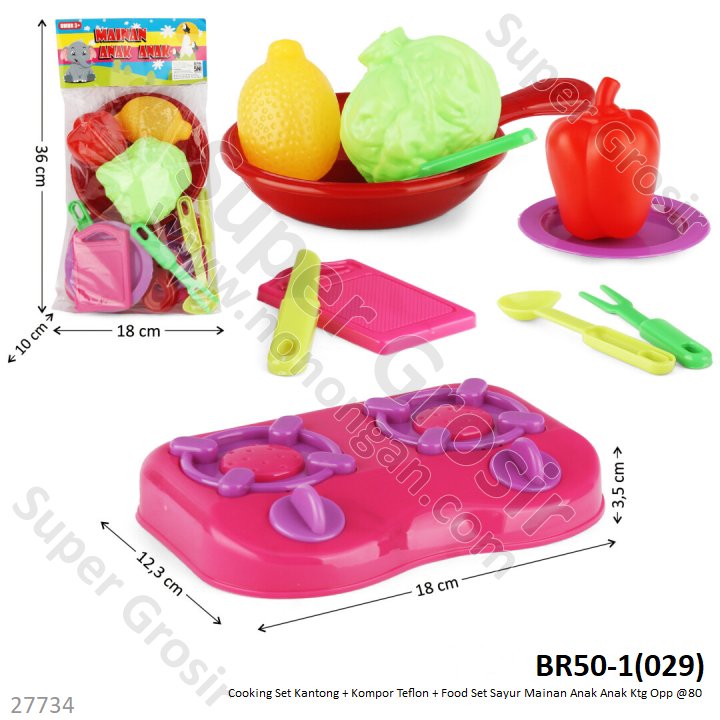 Cooking Set Kompor Teflon dan Sayur Mainan Anak Anak Ktg Opp @80