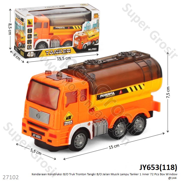 Truk Tangki Tronton B/O Jalan Musik Lampu Tanker 1 Inner 72 Pcs Box Window @144