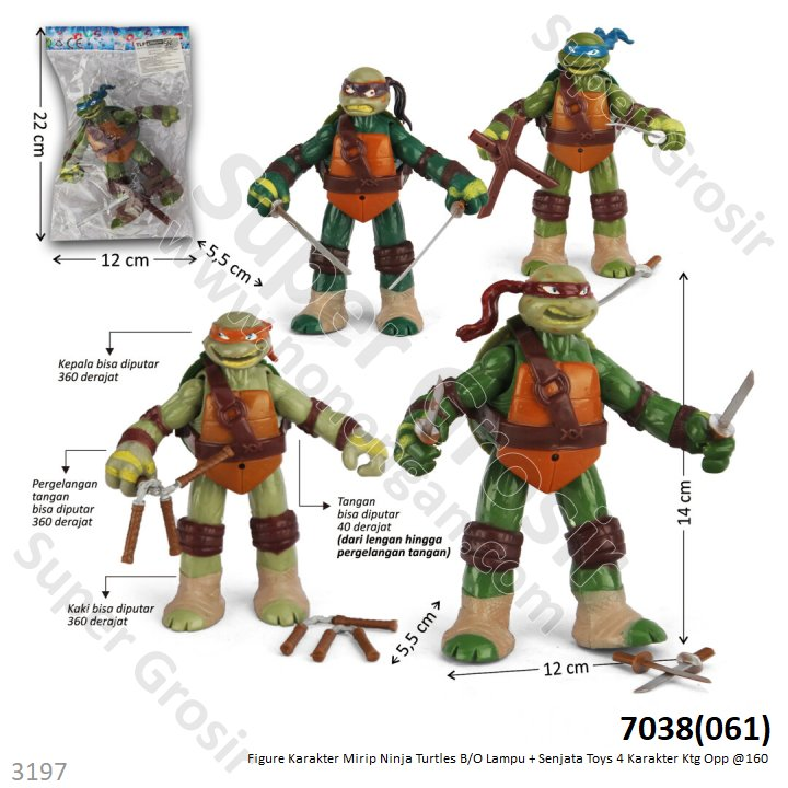 Figure Ninja Turtle + Acc Senjata Toys Ktg Opp @160