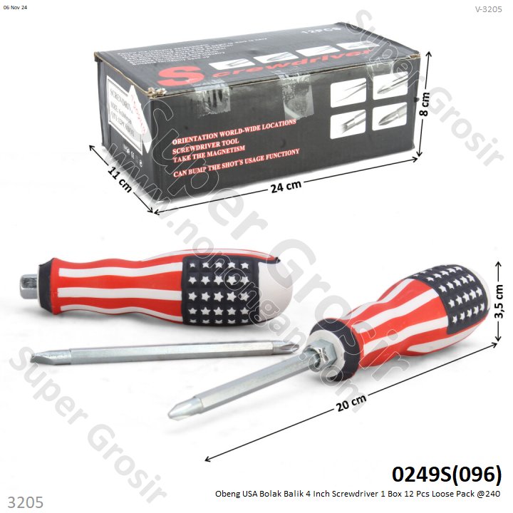 Obeng USA Bolak Balik 4 Inch Screwdriver 1 Box 12 Pcs Loose Pack @240