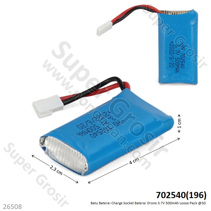 Batu Baterai Drone Socket 3.7V 500mAh Loose Pack @50