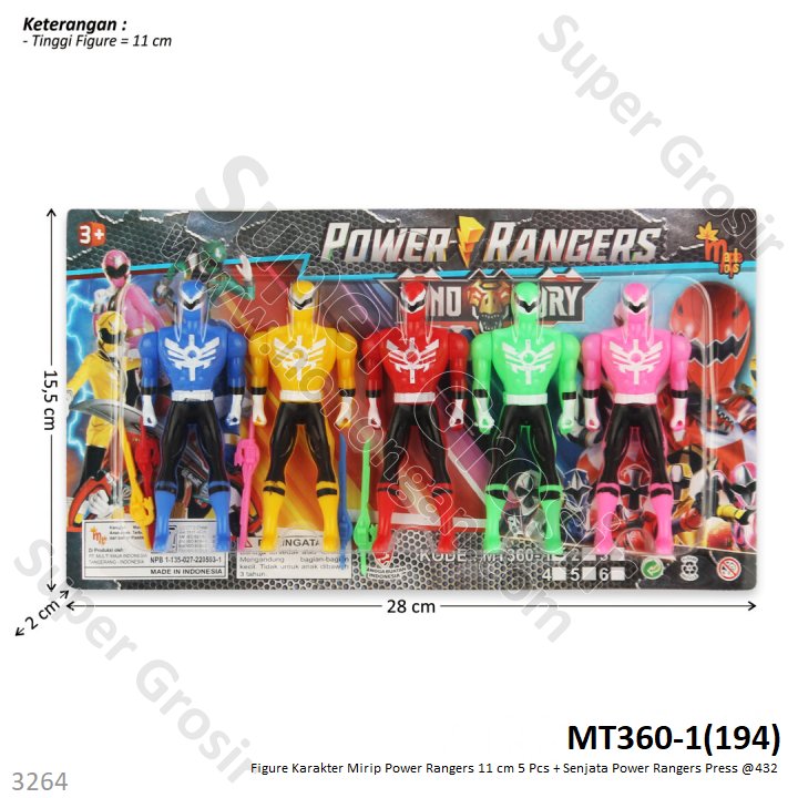 Action Figure Power Rangers 5 Pcs Set Pedang 11 cm Press @432