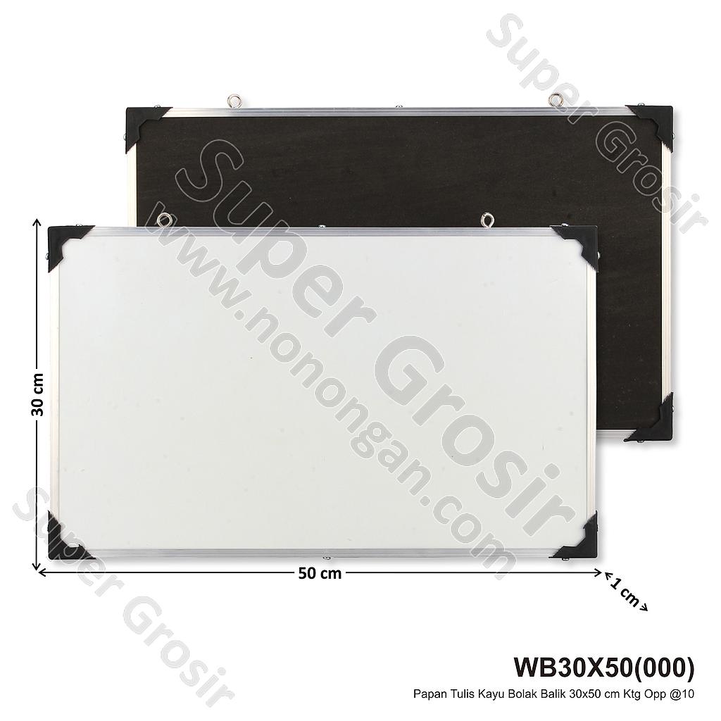 Papan Tulis Bolak Balik White Board / Black Board Kayu 30x50 cm Ktg Opp @10