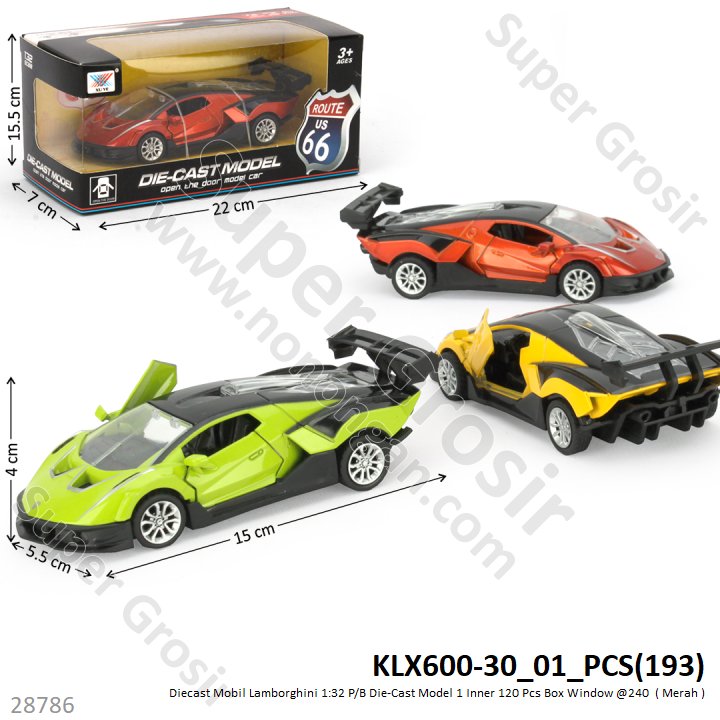 (ONLINE) Diecast Mobil Lamborghini 1:32 P/B Die-Cast Model Box Window @1