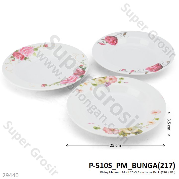 Piring Melamin Motif 25x3,5 cm Loose Pack @96