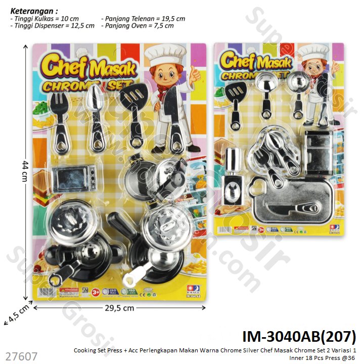 Cooking Set Chrome Chef Masak 2 Variasi 1 Inner 18 Pcs Press @36