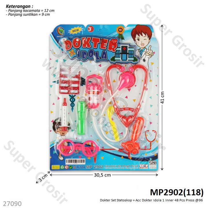 Dokter Set Stetoskop + Acc Dokter Idola / Medical Lovely Kit 1 Inner 48 Pcs Press @96