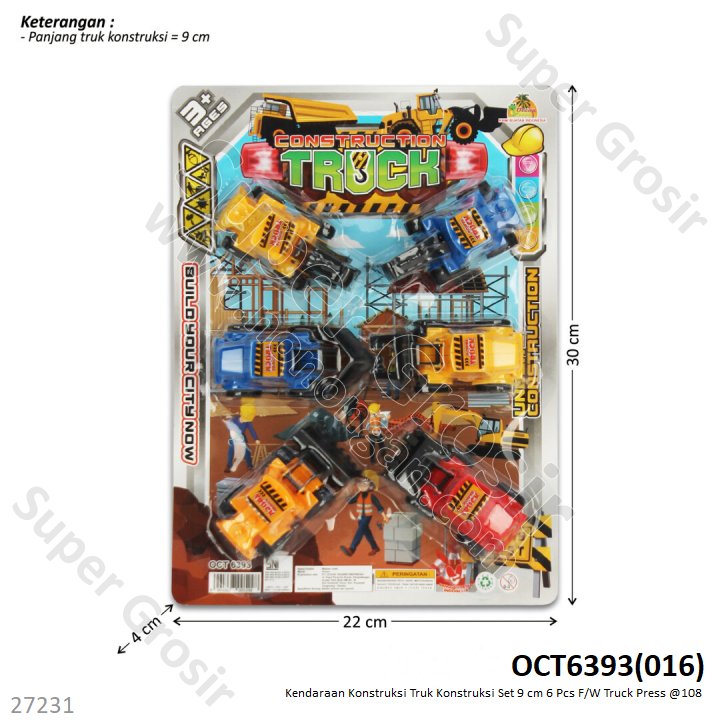 Truk Konstruksi 6 Pcs F/W 9 cm Truck Press @108