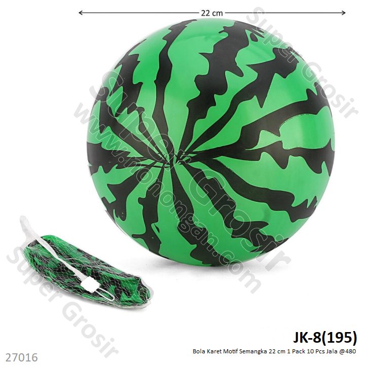 Bola Semangka Karet 22 cm 1 Pack 10 Pcs Jala @480