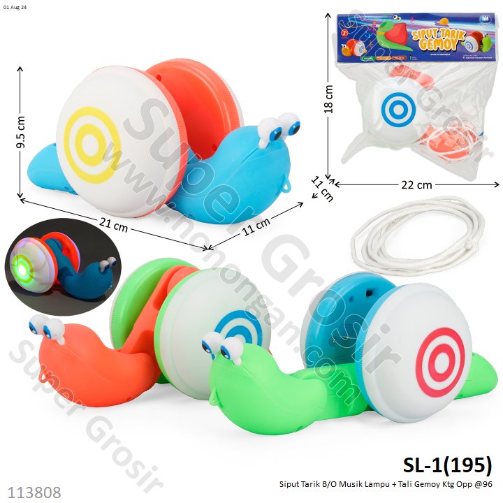 Mainan Tarik Siput Tarik B/O Musik Lampu + Tali Gemoy Ktg Opp @96