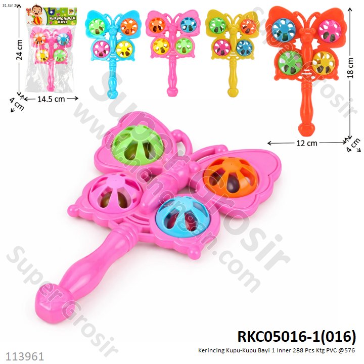 Kerincing Kupu-Kupu Bayi 1 Inner 288 Pcs Ktg PVC @576