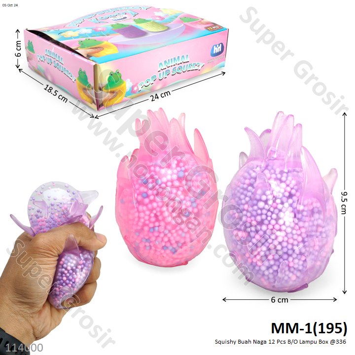 Squishy Buah Naga B/O Lampu 1 Box 12 Pcs Loose Pack @336