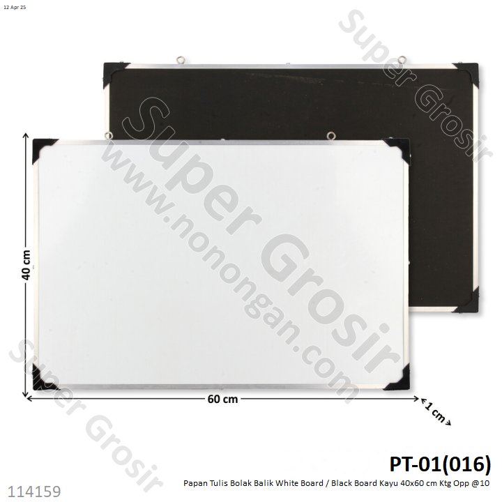 Papan Tulis Bolak Balik White Board / Black Board Kayu 40x60 cm Ktg Opp @10