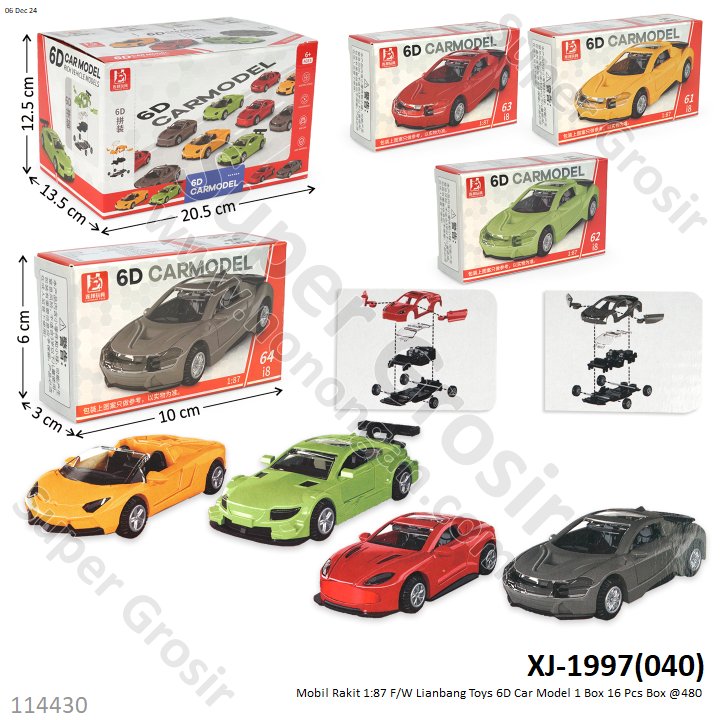 Mobil Rakit 1:87 F/W Lianbang Toys 6D Car Model 1 Box 16 Pcs Box @480