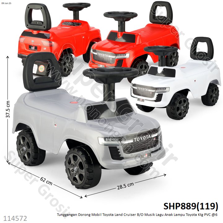 Tunggangan Dorong Mobil Toyota Land Cruiser B/O Musik Lagu Anak Lampu Toyota Ktg PVC @6