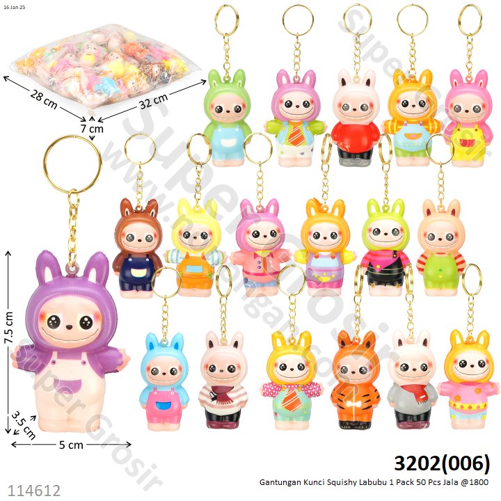 Gantungan Kunci Squishy Labubu 1 Pack 50 Pcs Jala @1800