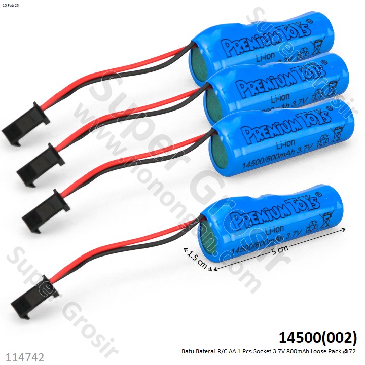 Batu Baterai R/C AA 1 Pcs Socket 3.7V 800mAh Loose Pack @72