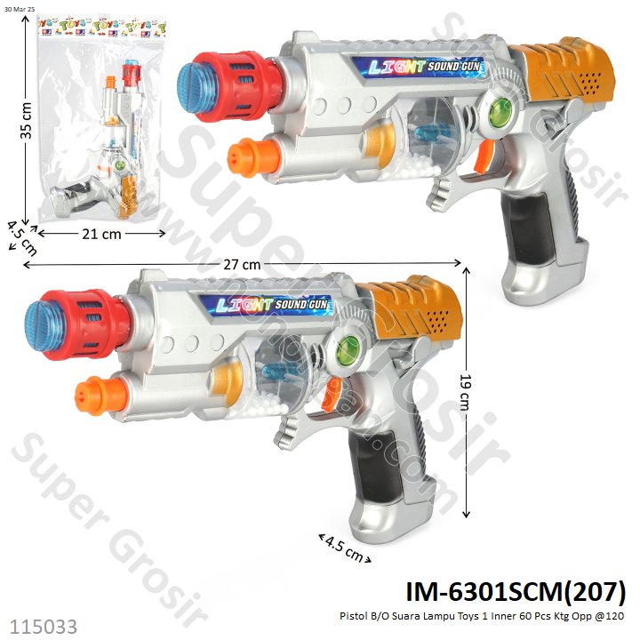 Pistol B/O Suara Lampu Toys 1 Inner 60 Pcs Ktg Opp @120
