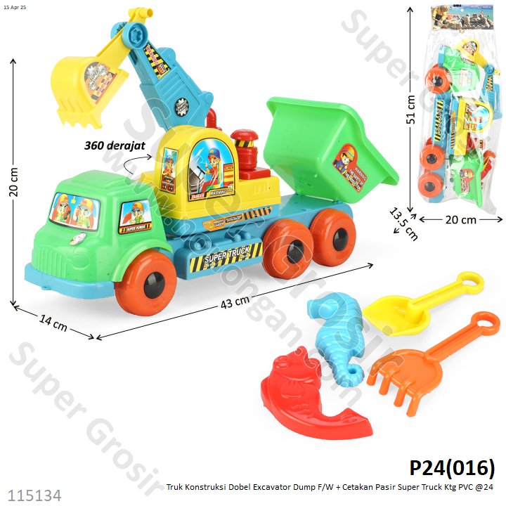 Truk Konstruksi Dobel Excavator Dump F/W + Cetakan Pasir Super Truck Ktg PVC @24