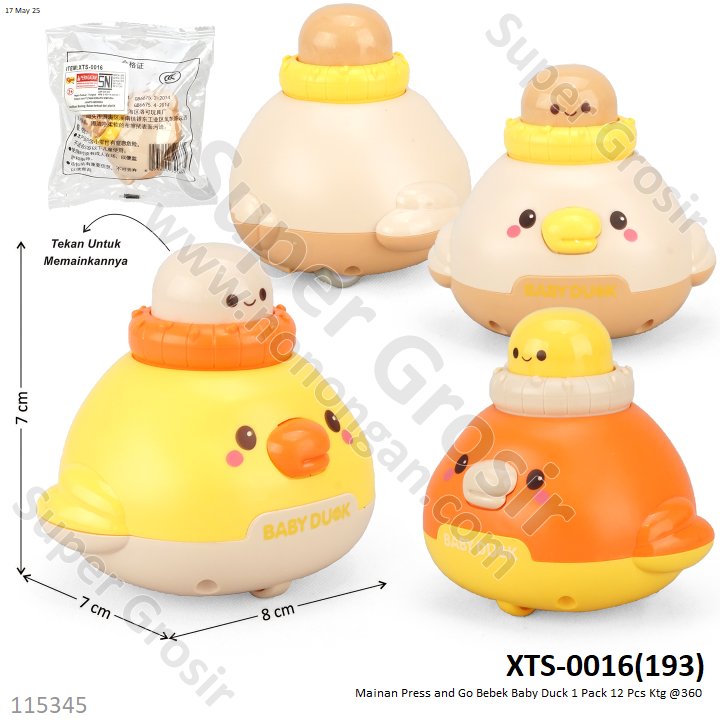 Mainan Press and Go Bebek Baby Duck P/G 1 Pack 12 Pcs Ktg Opp @360