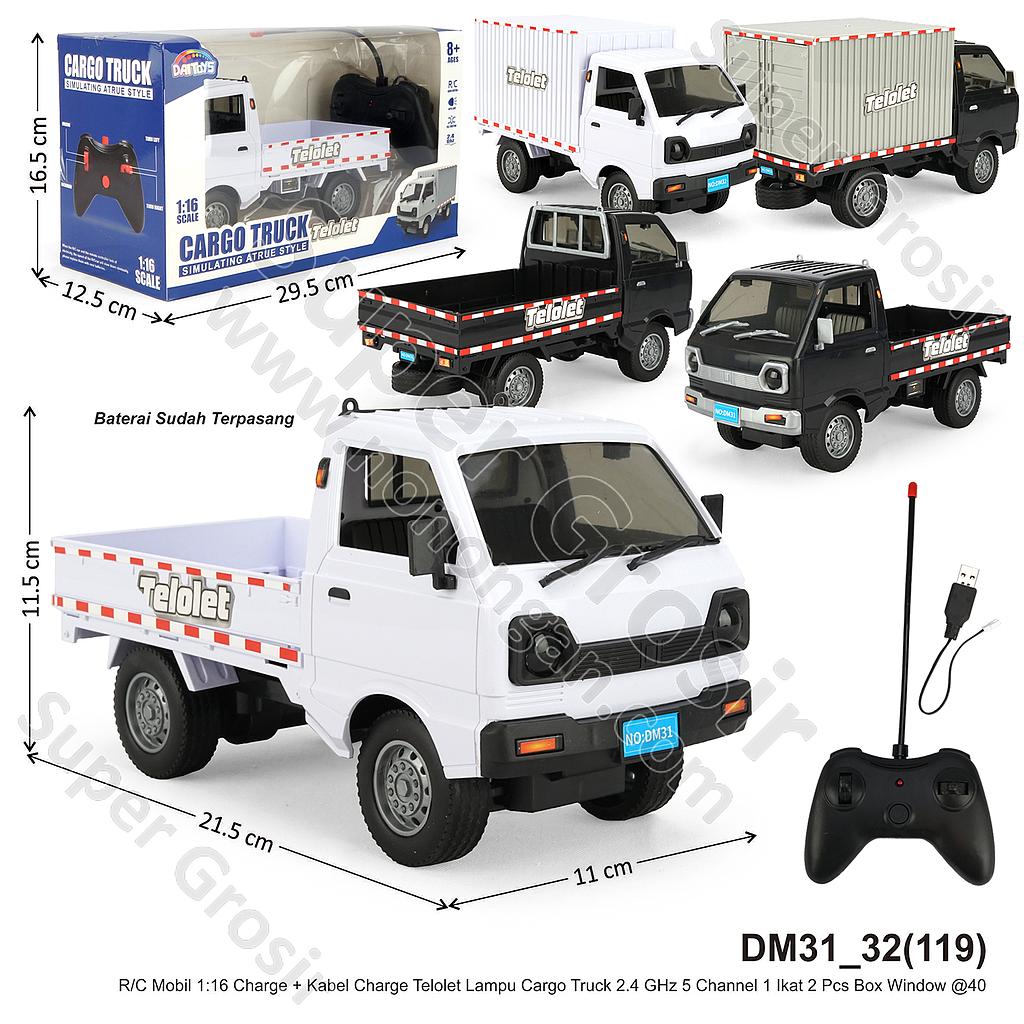 R/C Mobil L-300 1:16 Charge + Kabel Charge Telolet Lampu Cargo Truck 2.4 GHz 5 Channel 1 Ikat 2 Pcs Box Window @40