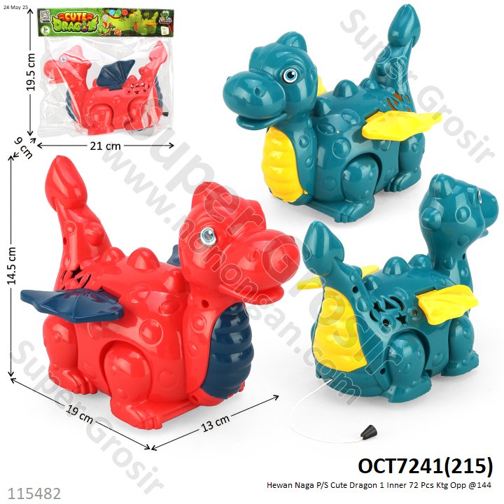 Mainan Tarik Naga P/S Cute Dragon 1 Inner 72 Pcs Ktg Opp @144