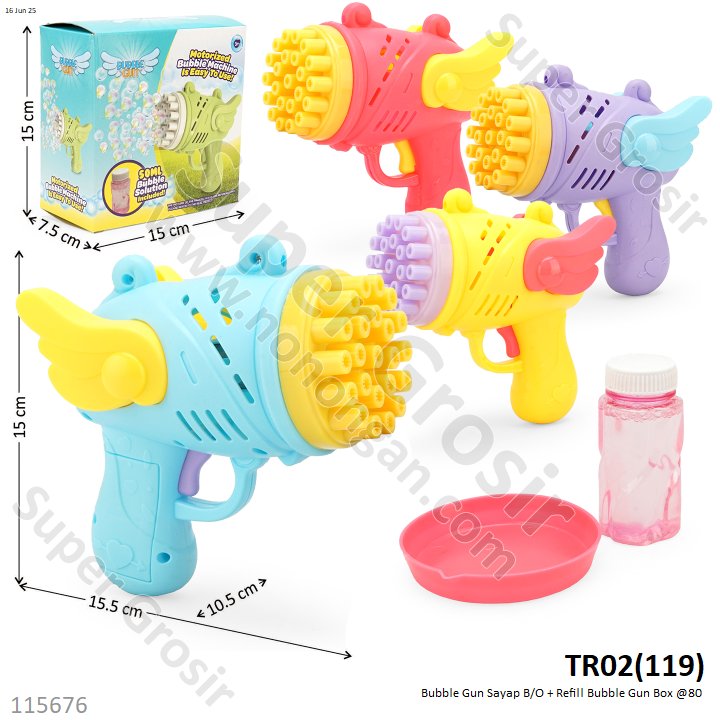 Bubble Gun Sayap B/O + Refill Bubble Gun Box @80