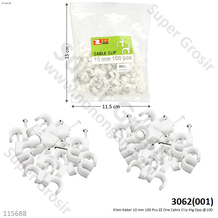 Klem Kabel 10 mm 100 Pcs ZZ One Cable Clip Ktg Opp @100