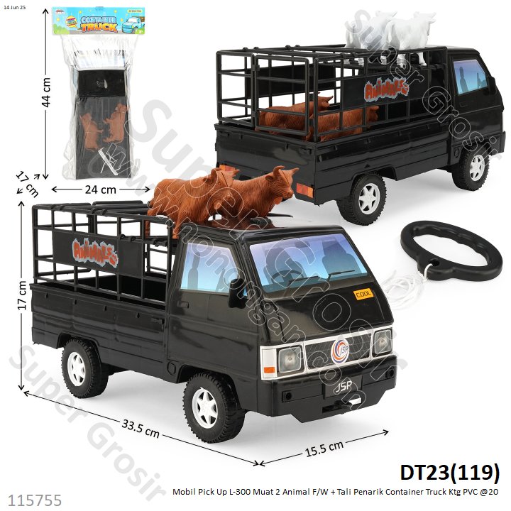 Mobil Pick Up L-300 Muat 2 Animal F/W + Tali Penarik Container Truck Ktg PVC @20