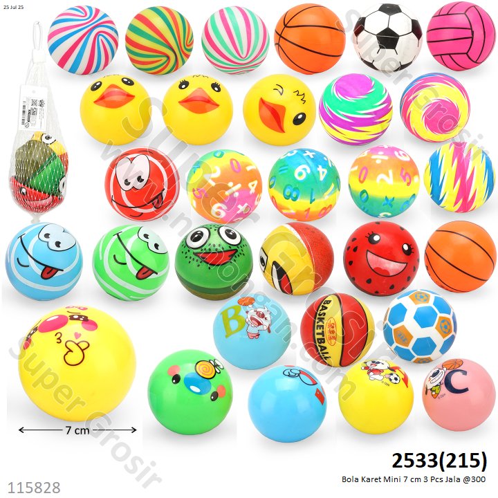 Bola Karet Mini 7 cm 3 Pcs Jala @300