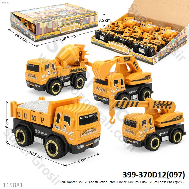 Truk Konstruksi F/C Construction Team 1 Inner 144 Pcs 1 Box 12 Pcs Loose Pack @288 