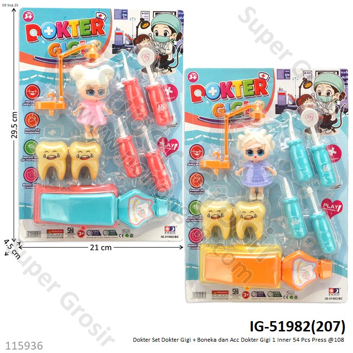 Dokter Set Dokter Gigi + Boneka dan Acc Dokter Gigi 1 Inner 54 Pcs Press @108
